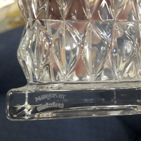 Crystal Vase Waterford Square Diamond Cut Clear Glass Marquis - Picture 15 of 16